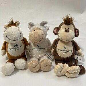 Cathay Pacific Chinese Zodiac Stuffed Animal 2014 horse 2015 sheep 2016 monkey